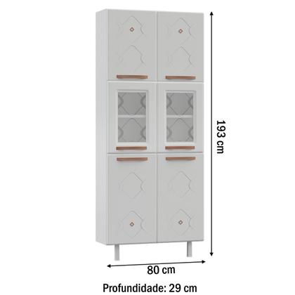 Imagem de Paneleiros em Aço Mirage New 6 Portas 5 Prateleiras com Vidro Branco - Telasul