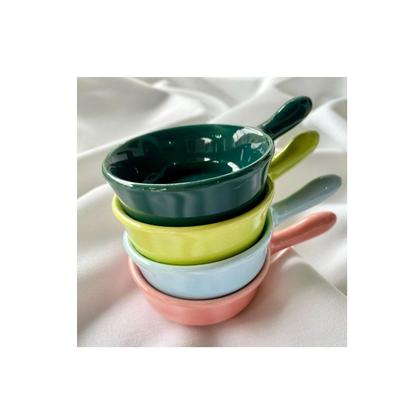 Panelinha Ceramica Mini Finger Food Entradas Rose Verde 4un