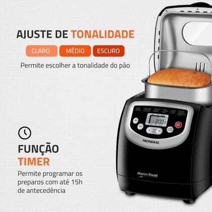Imagem de Panificadora Automática Master Bread, Mondial, Preto, 700W, 220V - NPF-53