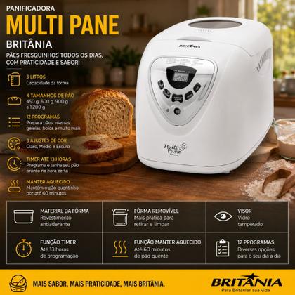 Imagem de Panificadora Automatica Multipane 3L Branco 110V Britania