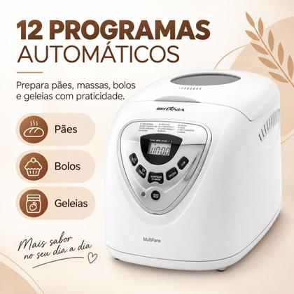 Imagem de Panificadora Multipane Branca Preta 127v Britania com Capacidade 1200g