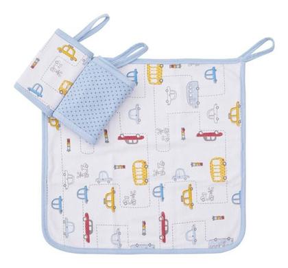 Imagem de Paninho de boca bebê com prendedor de chupeta - babete estampado papi malhas- kit c/ 3 un- papi