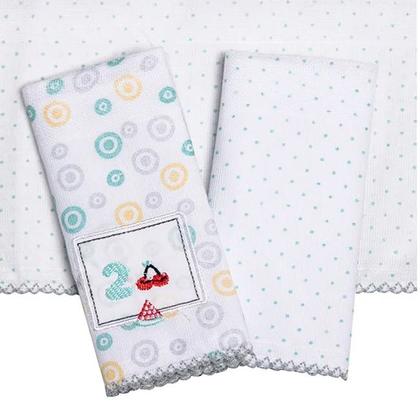 Imagem de Paninho De Boca Com Faixa Bordado 32cm X 32cm Com 3 Peças Papi Karinho