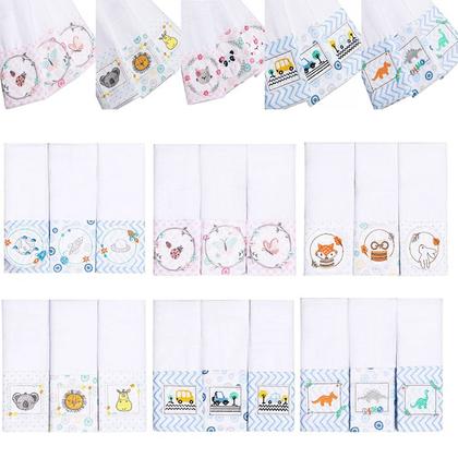 Imagem de Paninho De Boca Com Faixa Bordado 40cm X 40cm Com 3 Peças Papi Karinho