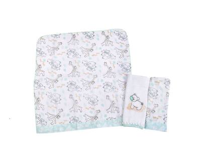Imagem de Paninho De Boca Fralda Enxoval Bebe Minasrey Kit 3 Unidades  100% Algodão Bordado e Estampado 32cmx32cm Menina Menino