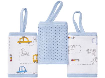 Imagem de Pano De Boca Bebê Babete Malha Dupla C/ Prendedor Chupeta 3U 100% Algodão Enxoval Menino Recém Nascido Maternidade