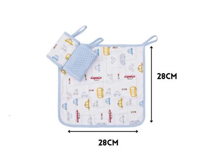 Imagem de Pano De Boca Bebê Babete Malha Dupla C/ Prendedor Chupeta 3U 100% Algodão Enxoval Menino Recém Nascido Maternidade