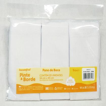 Imagem de Pano de boca pinte&borde incomfral liso c/festone 34cmx40cm pct c/03un //branco