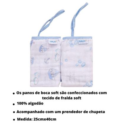 Imagem de Pano de boca + Toalha de banho Bebe Soft Macia Menina Menino