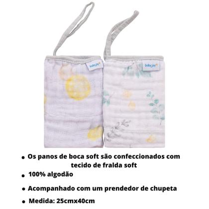 Imagem de Pano de boca + Toalha de banho Bebe Soft Macia Menina Menino