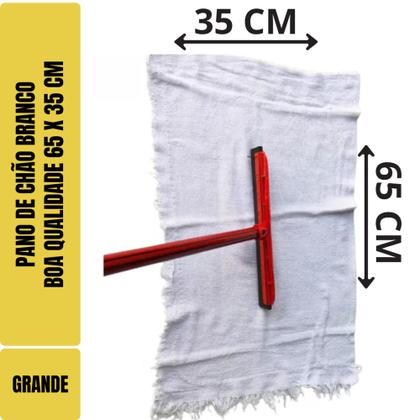 Imagem de Pano De Chão Branco Alvejado 65 X 35 Cm - Neves - Grande - Tipo Saco Duplo - Kit C/ 10un