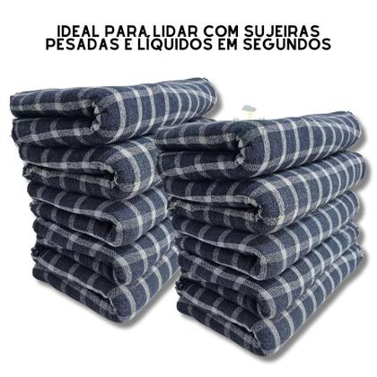 Imagem de Pano de Chão Xadrez Kit com 05 Saco Grande Alvejado Duplo 65x40cm para Limpeza Algodão