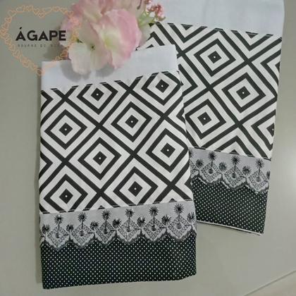 Imagem de Pano de Copa de Sacaria 100% Algodão Com Barrado