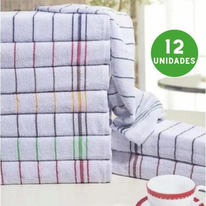Imagem de Pano de Copa Felpudo Listrado 44cm x 65cm kit com 12 Peças