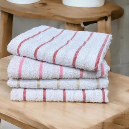 Imagem de Pano de Copa Felpudo Listrado 44cm x 65cm kit com 12 Peças