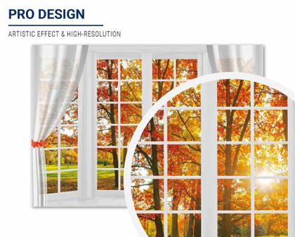 Imagem de Pano de fundo Allenjoy Autumn Tree Window Fall Forest 210 x 150 cm