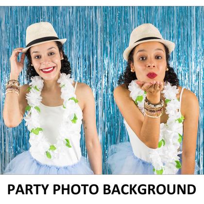 Imagem de Pano de fundo de cortina de alumínio, pacote com 10 enfeites metálicos azuis, decoração de festa