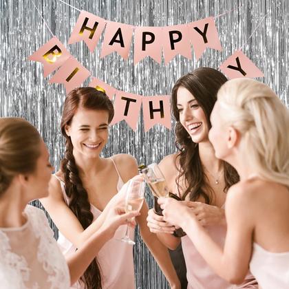 Imagem de Pano de fundo de cortina de alumínio, pacote com 5, decoração de festa com enfeites metálicos prateados