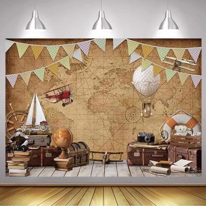 Imagem de Pano de fundo fotográfico AlelCJY Around World Map Adventure 7 x 5 pés