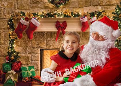 Imagem de Pano de fundo fotográfico CYLYH Christmas 4.5x3m Lareira infantil