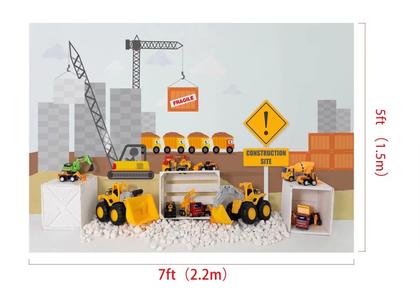 Imagem de Pano de fundo fotográfico Kate Construction Site 2,1x1,5 m para meninos