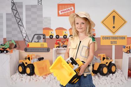 Imagem de Pano de fundo fotográfico Kate Construction Site 2,1x1,5 m para meninos