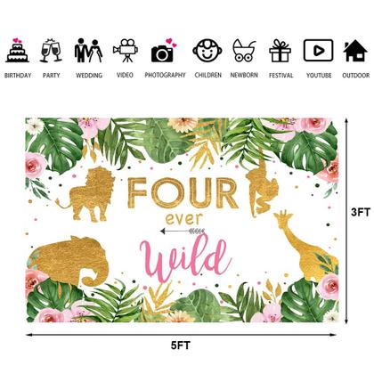 Imagem de Pano de fundo fotográfico Lofaris Girl Four Ever Wild Safari 5x3 pés