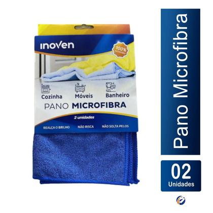 Imagem de Pano de Microfibra Inoven 40x60cm Kit 2 Unidades Azul Limpeza Geral Vidros Móveis Não Solta Pelo