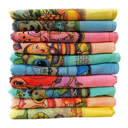 Imagem de Pano De Prato Atacado Estampado Colorido Premium Kit Com 10 Peças