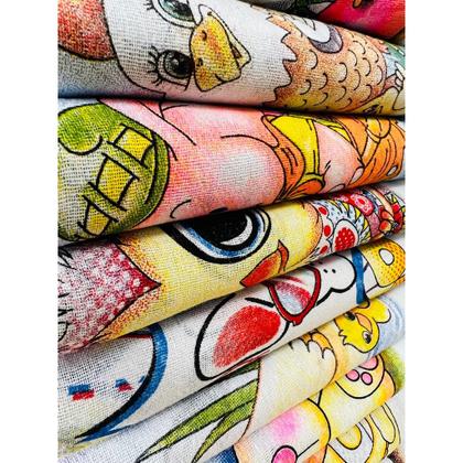 Imagem de Pano De Prato Bainha Estampado Atacado Kit Com 5 Peças