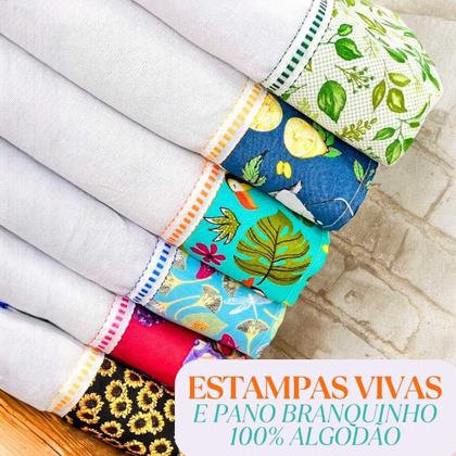 Imagem de Pano De Prato Barrado Tricoline Estampa sortidas Kit C/ 10