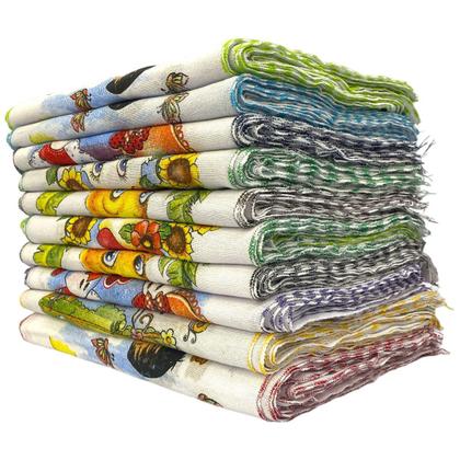 Imagem de Pano De Prato Basico Overloque Estampas sortidas Kit C/10 Un Cozinha Louça Casa DIa a DIa