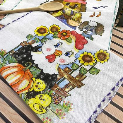 Imagem de Pano De Prato Basico Overloque Estampas sortidas Kit C/10 Un Cozinha Louça Casa DIa a DIa