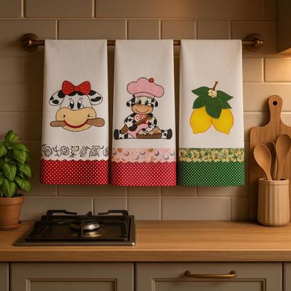 Imagem de Pano de Prato Bordado Atacado Revenda Kit 10 peças Santa Margarida