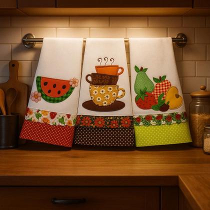 Imagem de Pano de Prato Bordado Atacado Revenda Kit 10 peças Santa Margarida