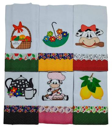 Imagem de Pano de Prato Bordado Atacado Revenda Kit 10 peças Santa Margarida