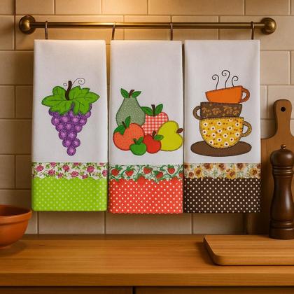 Imagem de Pano de Prato Bordado Atacado Revenda Kit 10 peças Santa Margarida