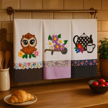 Imagem de Pano de Prato Bordado Atacado Revenda Kit 10 peças Santa Margarida