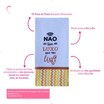 Imagem de Pano De Prato Bordado Coleção Momentos 100% Algodão