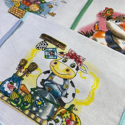 Imagem de Pano De Prato Com Viés Estampado - 10 Unidades