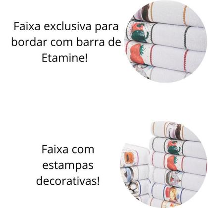 Imagem de Pano De Prato Copa Felpudo Atoalhado - Kit 8 Un - Branco