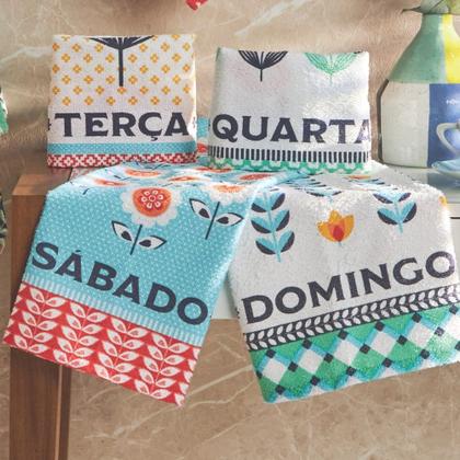 Imagem de Pano de Prato Copa Lepper Estampado Semaninha Pop 40cm x 60cm 7 Peças