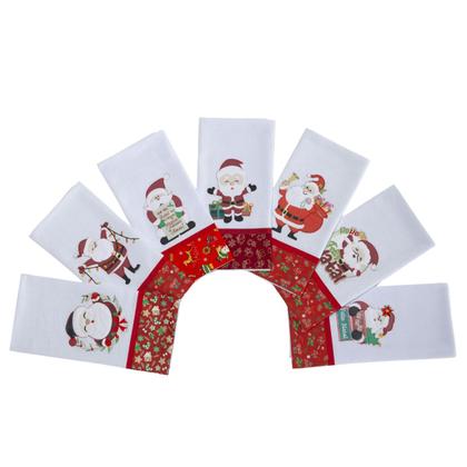 Imagem de Pano de Prato Natal Patchwork Atoalhado Encantado Natalino Bordado 100% Algodão Kit com 7 peças