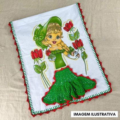 Imagem de Pano De Prato Para Fazer Saia Croche Boneca Nina Com Glitter Kit Com 5 Un.