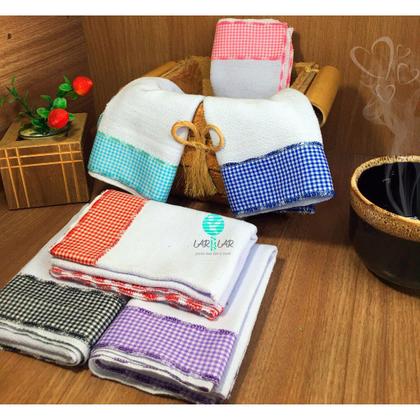 Imagem de Pano de prato pé de galinha barrado xadrez KIT C/10 peças