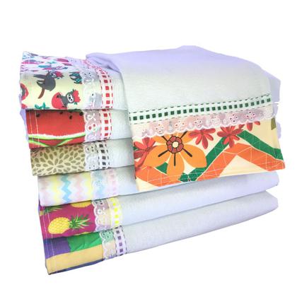 Imagem de Pano De Prato Premium Bordado Ingles Kit C/ 10