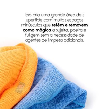 Imagem de Pano Mágico Limpa Vidros 40x40cm Flanelas Uso Geral 30x30cm 3 Un. Cores Sortidas
