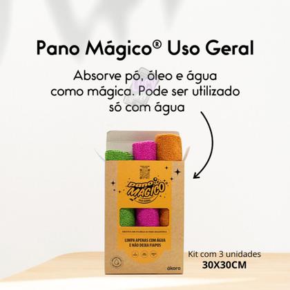 Imagem de Pano Mágico Limpa Vidros 40x40cm Flanelas Uso Geral 30x30cm 3 Un. Cores Sortidas