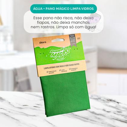 Imagem de Pano Mágico Limpa Vidros Ákora Original  Poliéster e Poliamida Limpando Fácil Só com Água