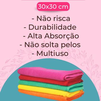 Imagem de Pano Microfibra Atoalhado de Limpeza 30x30cm Super Absorvente Multiuso Kit com 5 unid